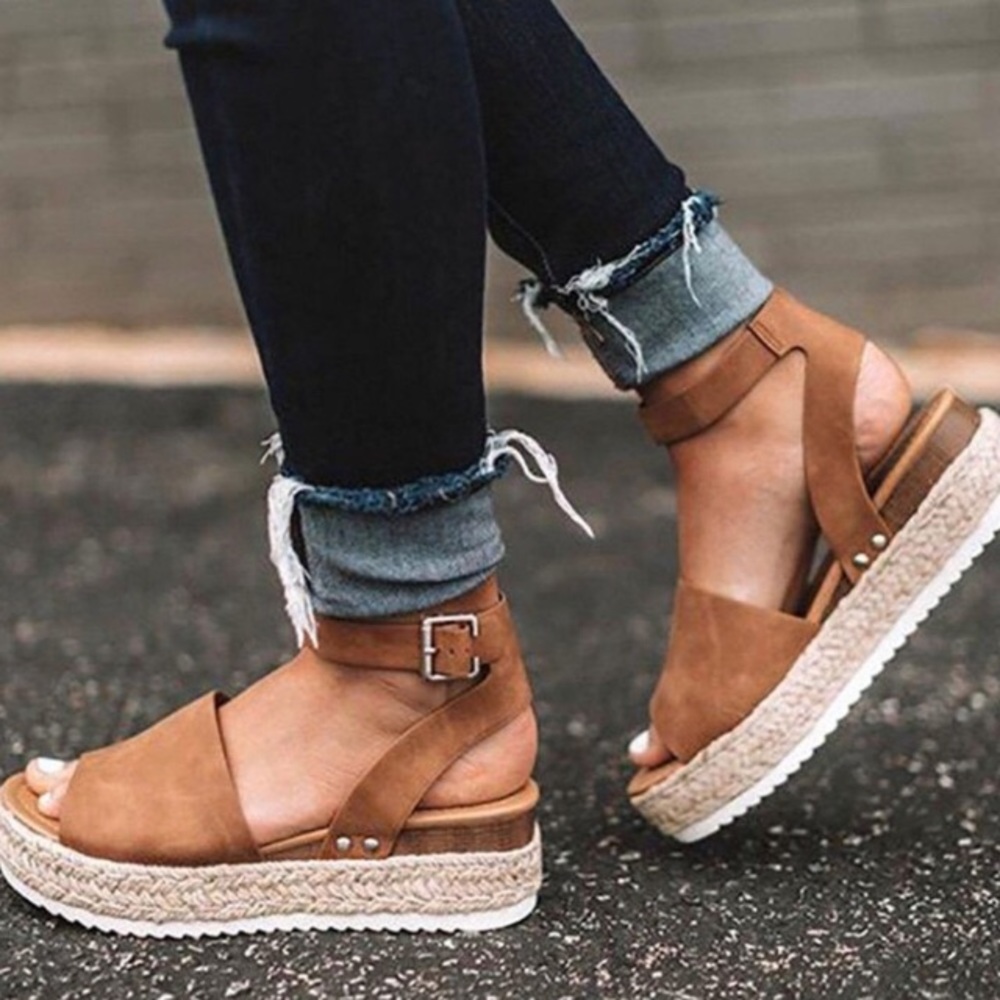 LAST SZ 10! OLIVIA Tan Platform Espadrilles